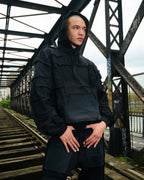 [HOODIE] COTTONFLEECE PATCHWORK BLACK