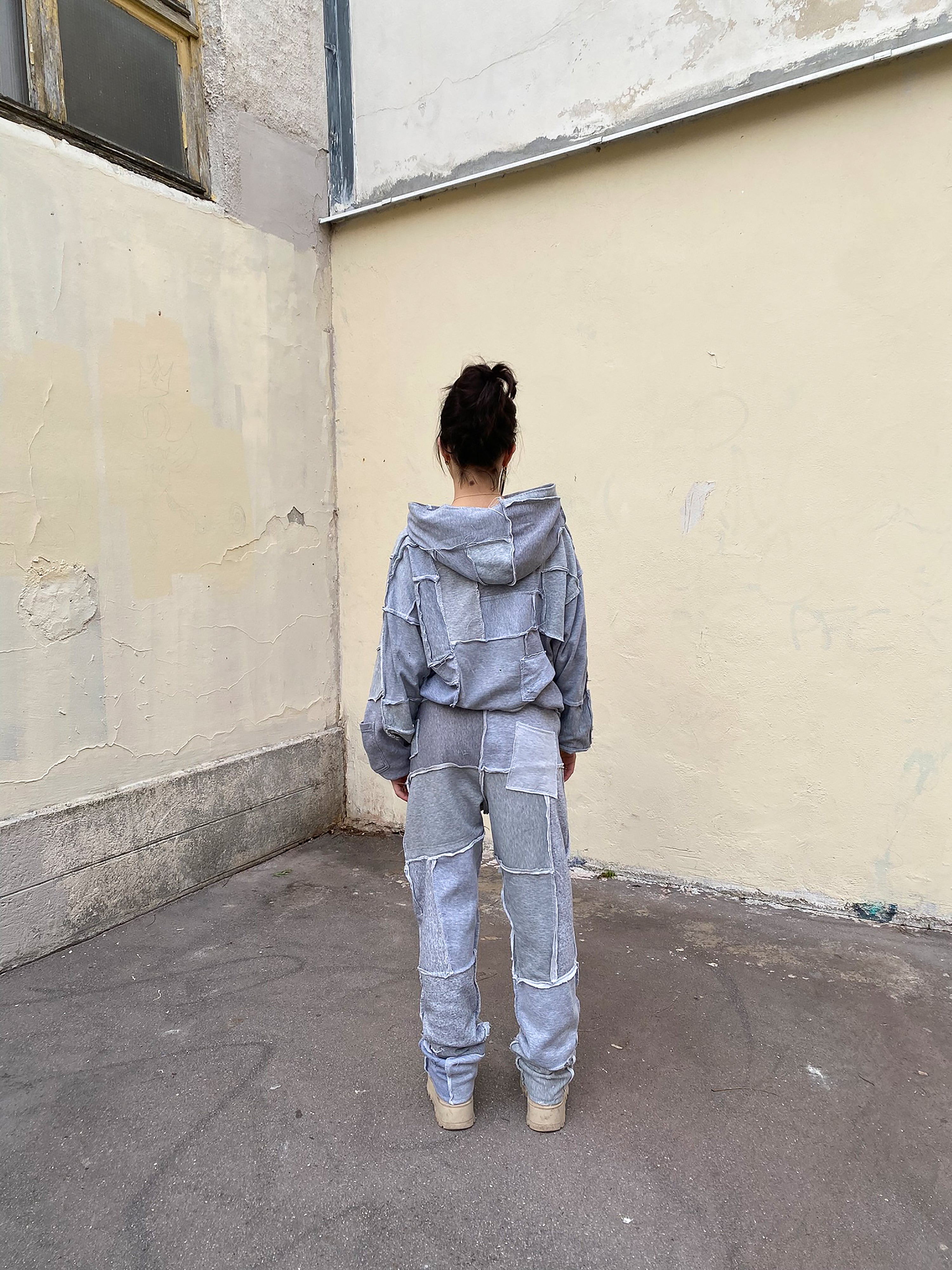 [HOODIE] COTTONFLEECE PATCHWORK GREY