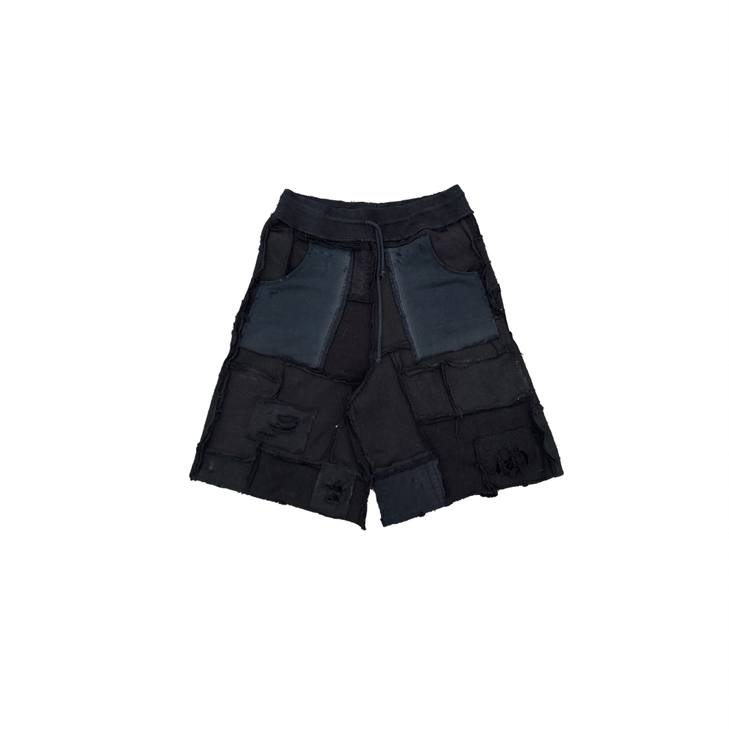 [SHORTS] COTTONFLEECE PATCHWORK BLACK