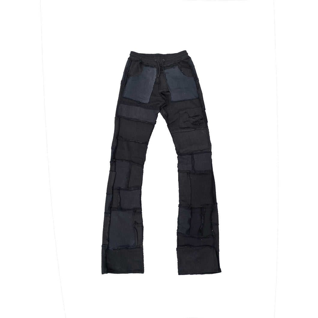 [PANTS] COTTONFLEECE PATCHWORK BLACK
