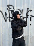 [HOODIE] COTTONFLEECE PATCHWORK BLACK