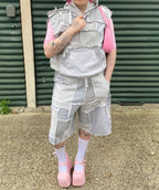 [SHORTS] COTTONFLEECE PATCHWORK GREY
