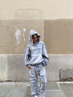 [HOODIE] COTTONFLEECE PATCHWORK GREY