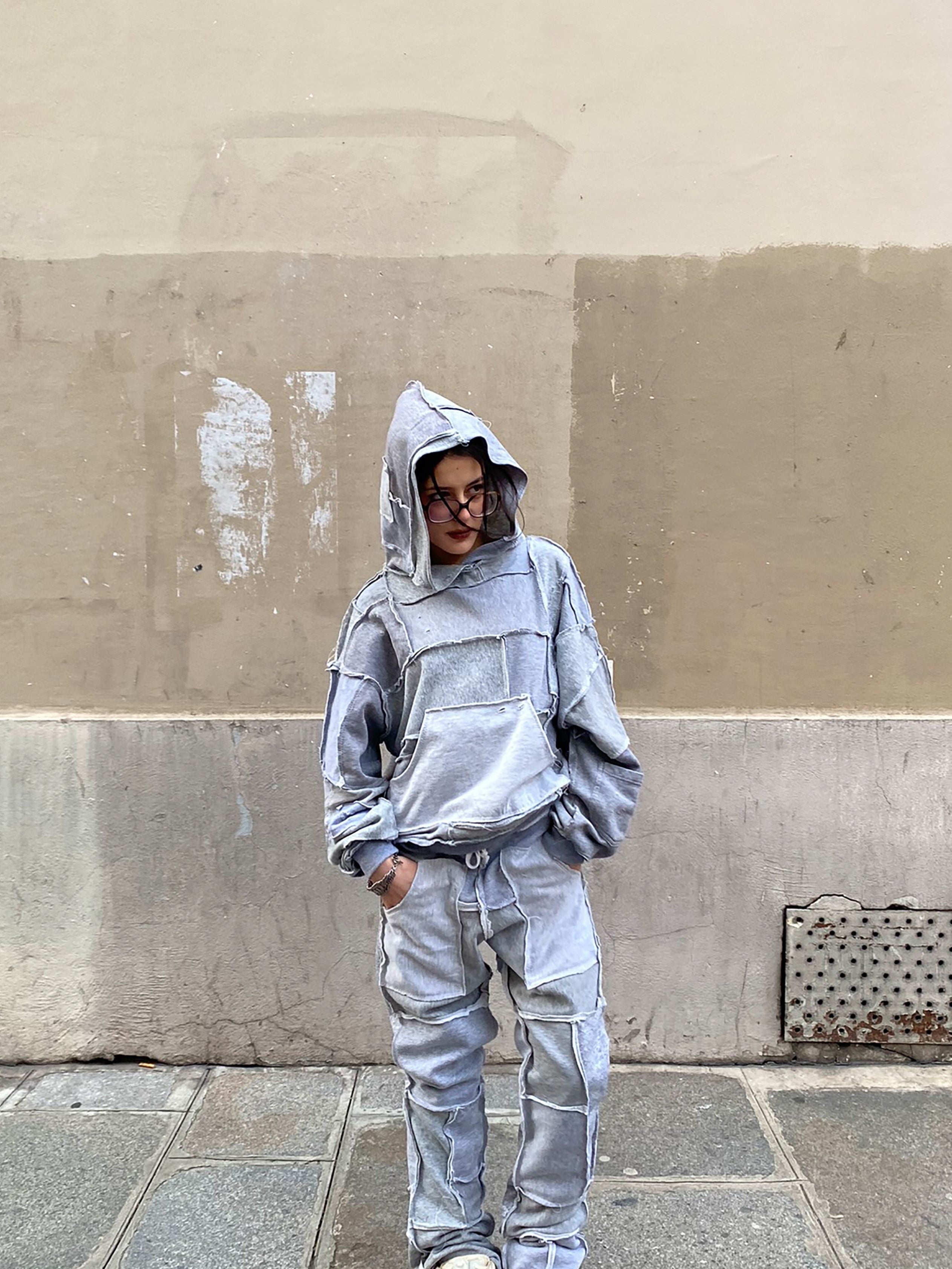 [HOODIE] COTTONFLEECE PATCHWORK GREY