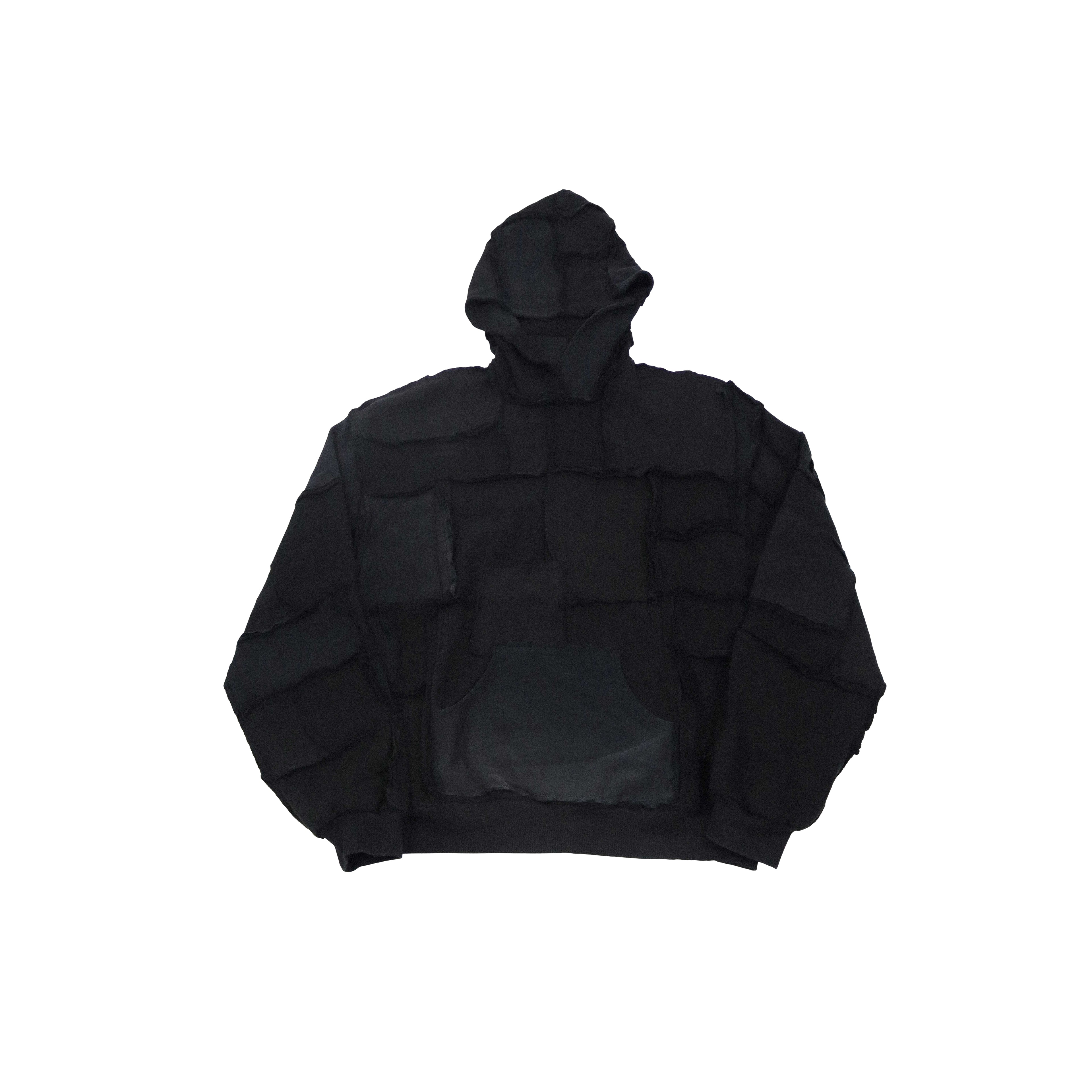 [HOODIE] COTTONFLEECE PATCHWORK BLACK