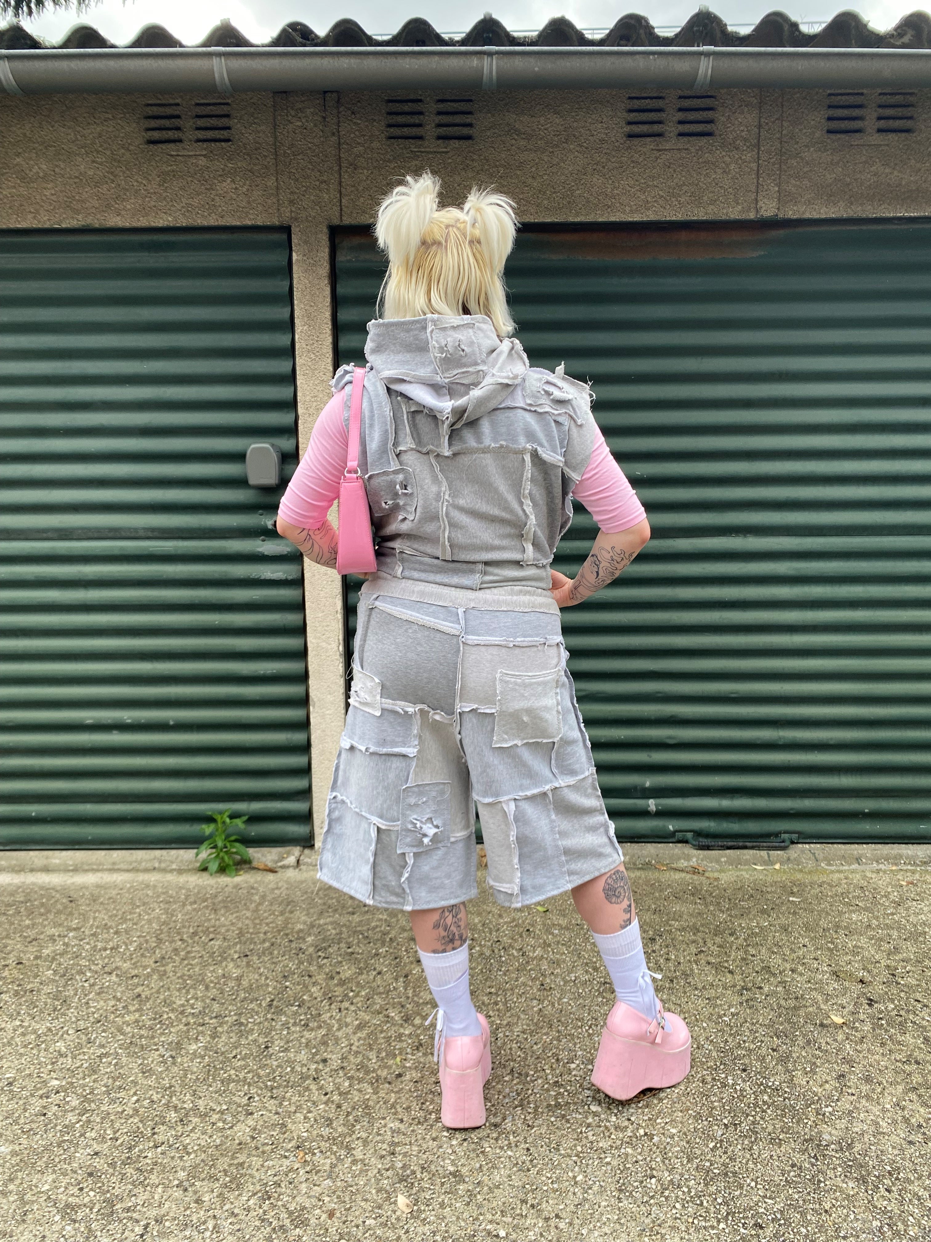 [SLEEVELESS] COTTONFLEECE PATCHWORK GREY