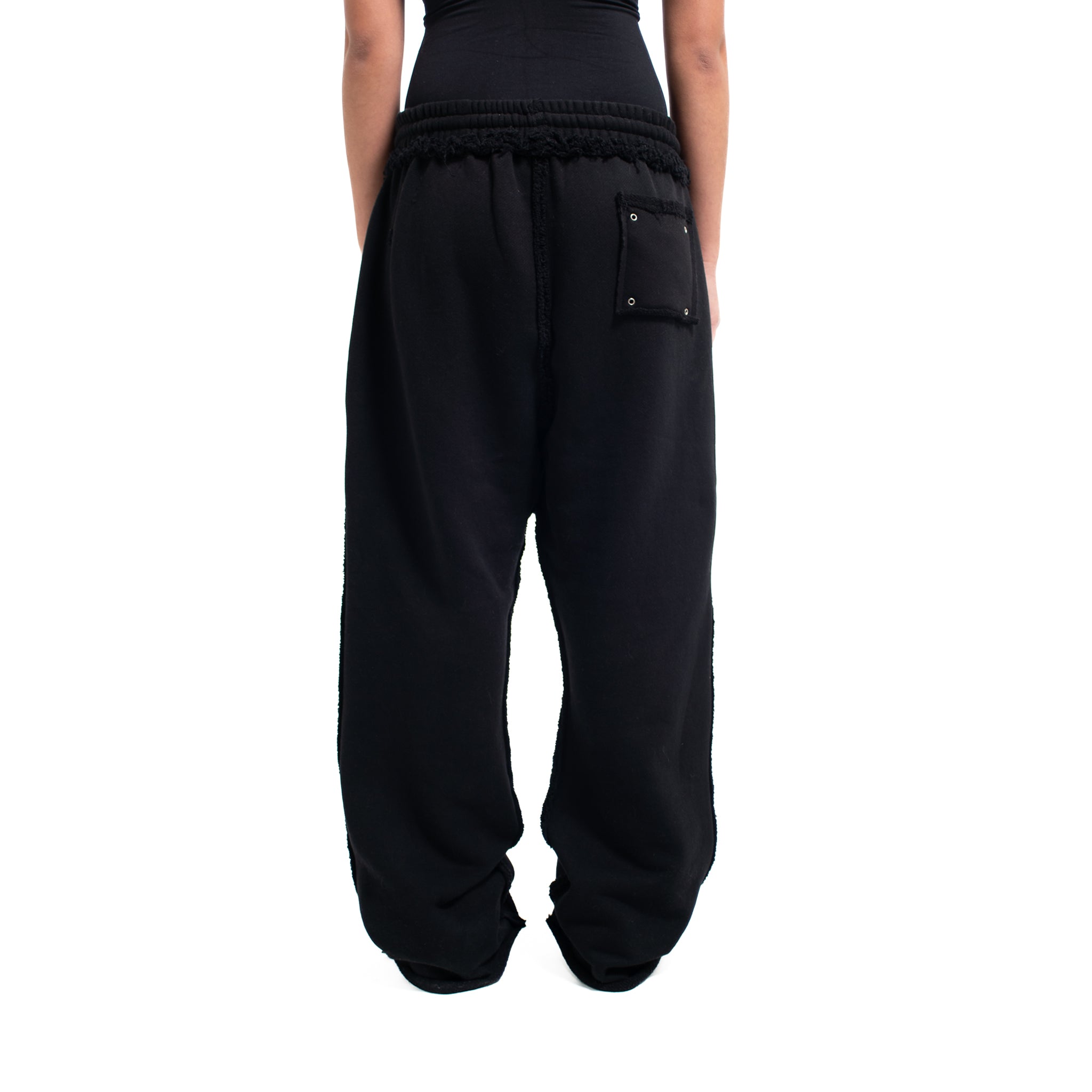 BLACK STUDDED FLEECE BAGGY PANTS