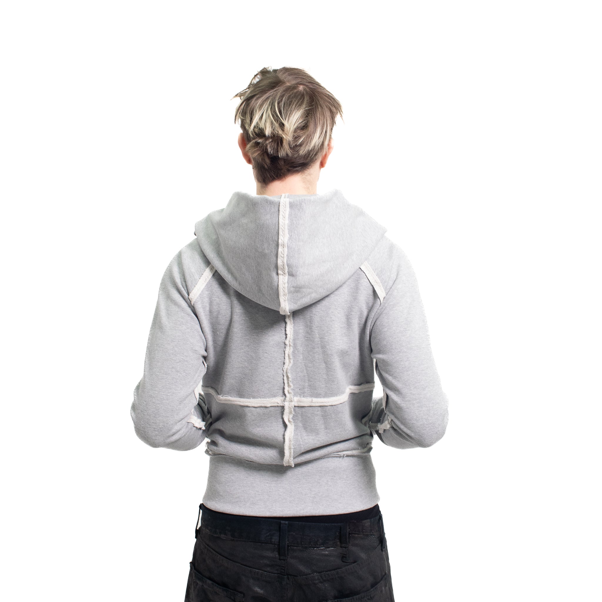 GREY STUDDED FLEECE ZIP UP