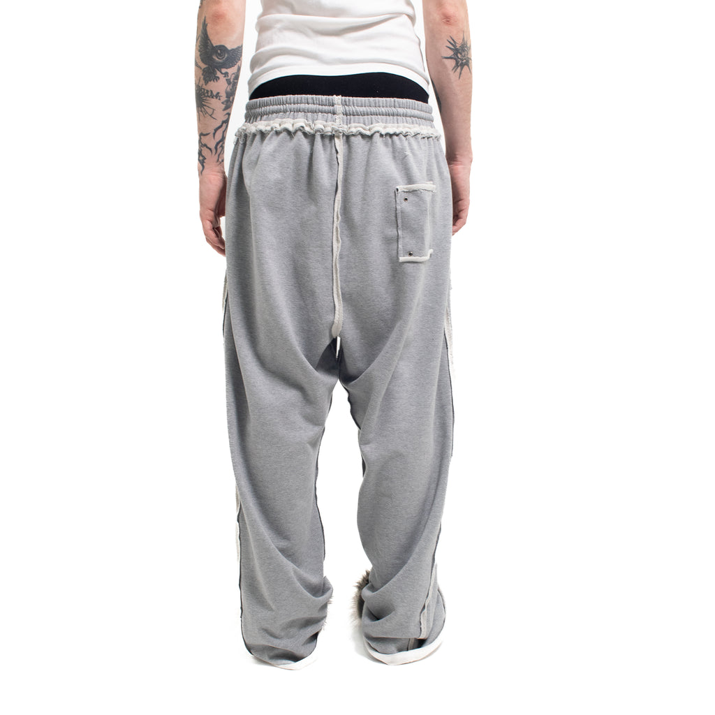 GREY STUDDED FLEECE BAGGY PANTS